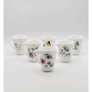 Lenox Butterfly Meadows Mugs Set of 6 Monarch Swallowtail & Eastern Tailed Blue